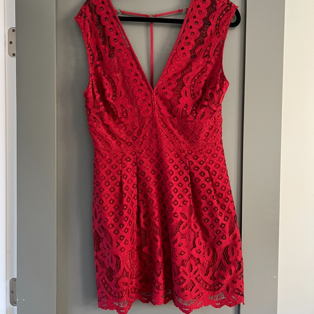 Red free people lace dress